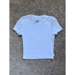 Tna Aritzia HomeStretch Rib Tune Waist T-Shirt in White Size XS